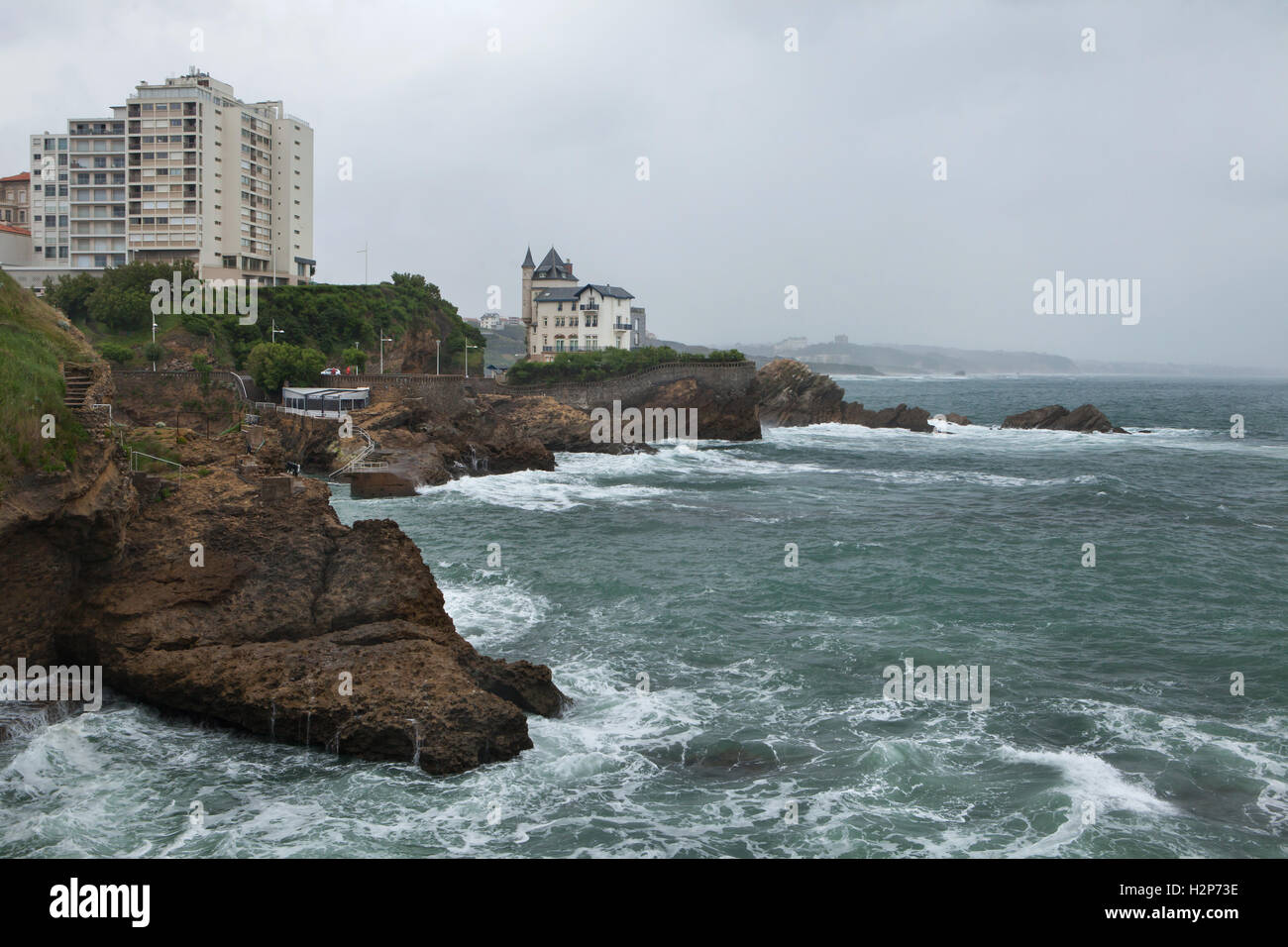 Villa Belza al Rocher du Cachaous a Biarritz, Paesi Baschi francesi, Francia. Villa Belza progettato dall architetto francese Alpho Foto Stock