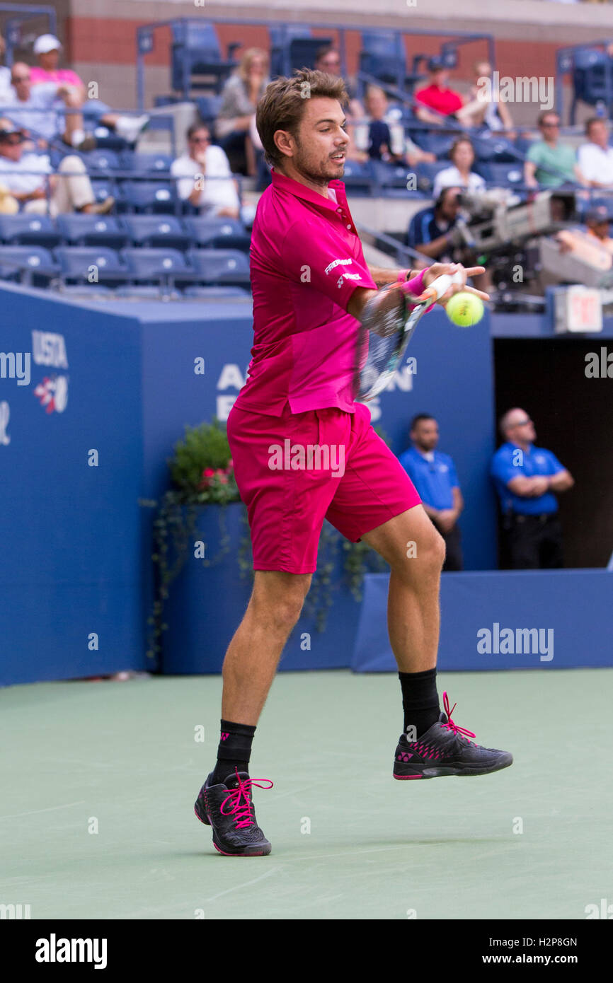 Stan Wawrinka (SWI) competere nel 2016 US Open Foto Stock