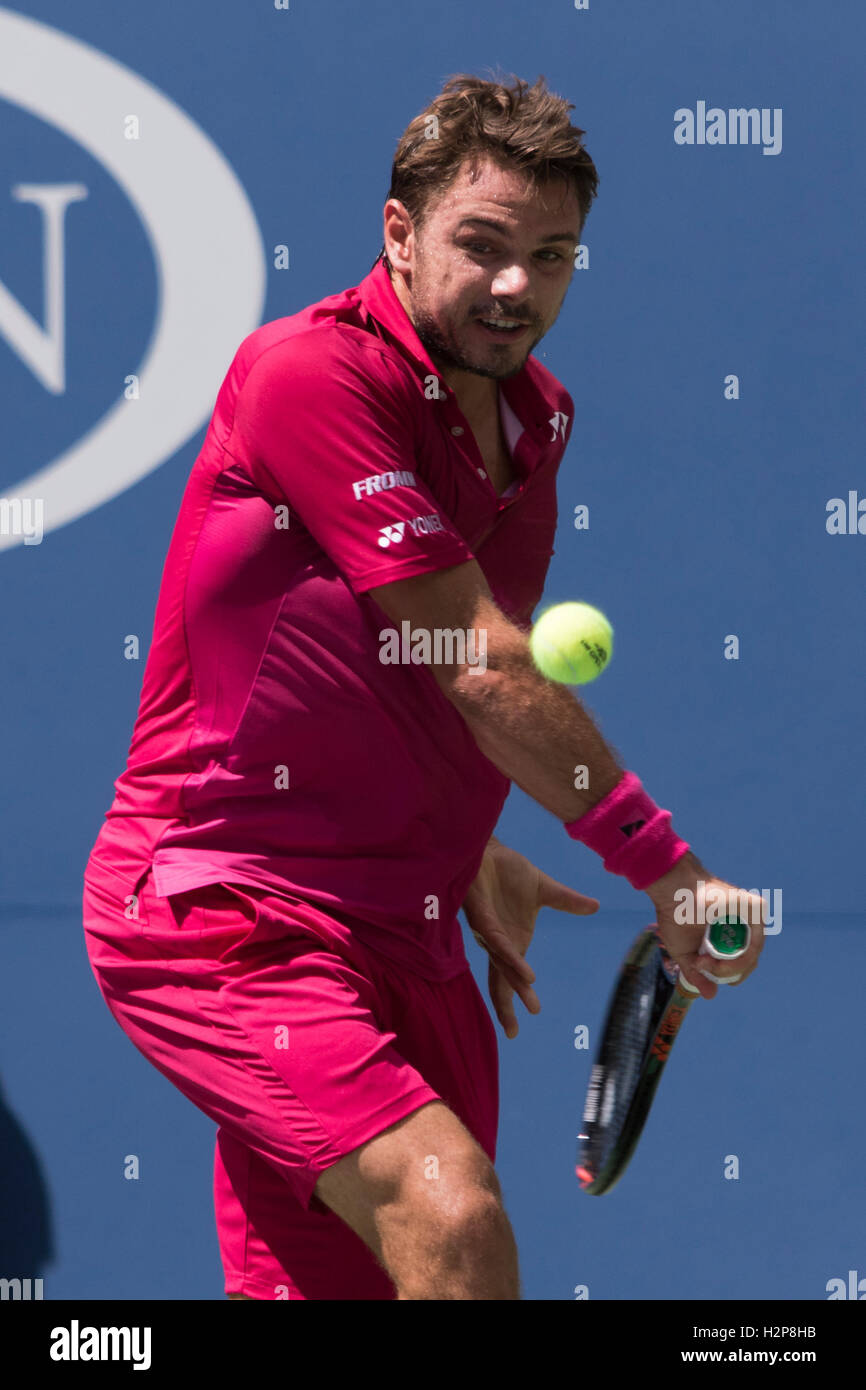 Stan Wawrinka (SWI) competere nel 2016 US Open Foto Stock