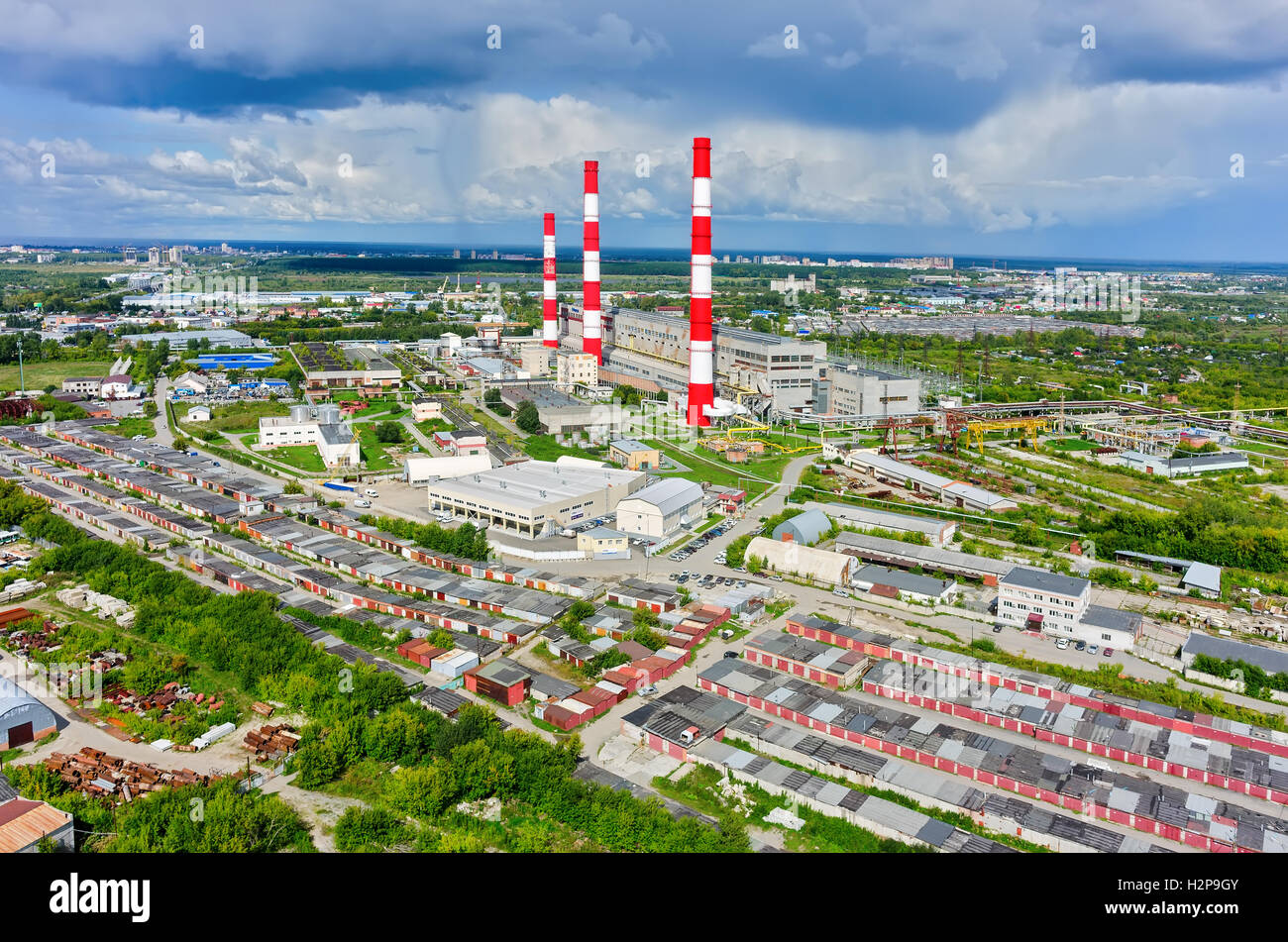 La produzione combinata di calore e di elettricità in fabbrica. Tyumen. La Russia Foto Stock