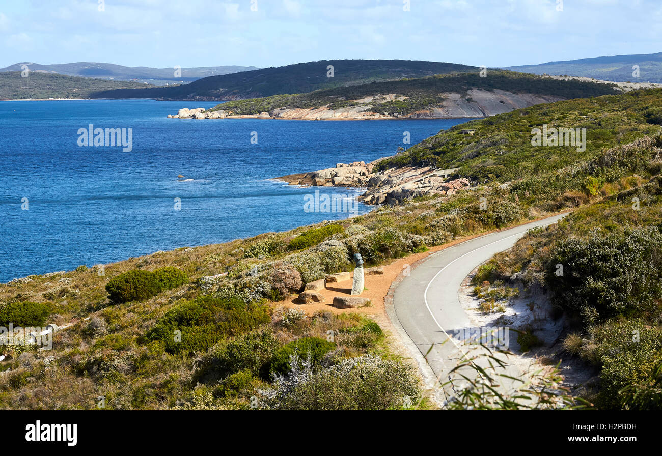 Vedute costiere. Vista oceano Western Australia mare cielo rocce di sabbia reale colori blu Foto Stock