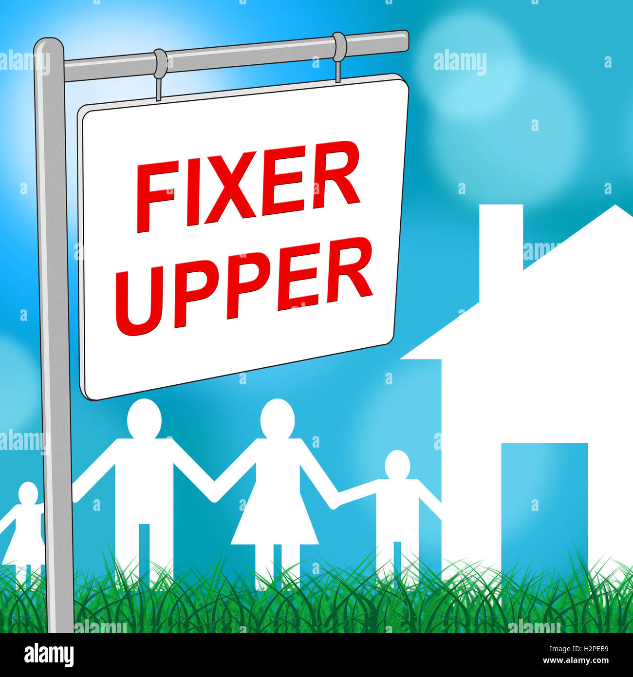 Fixer Upper House significato Comprare Vendere e ristrutturare Foto Stock