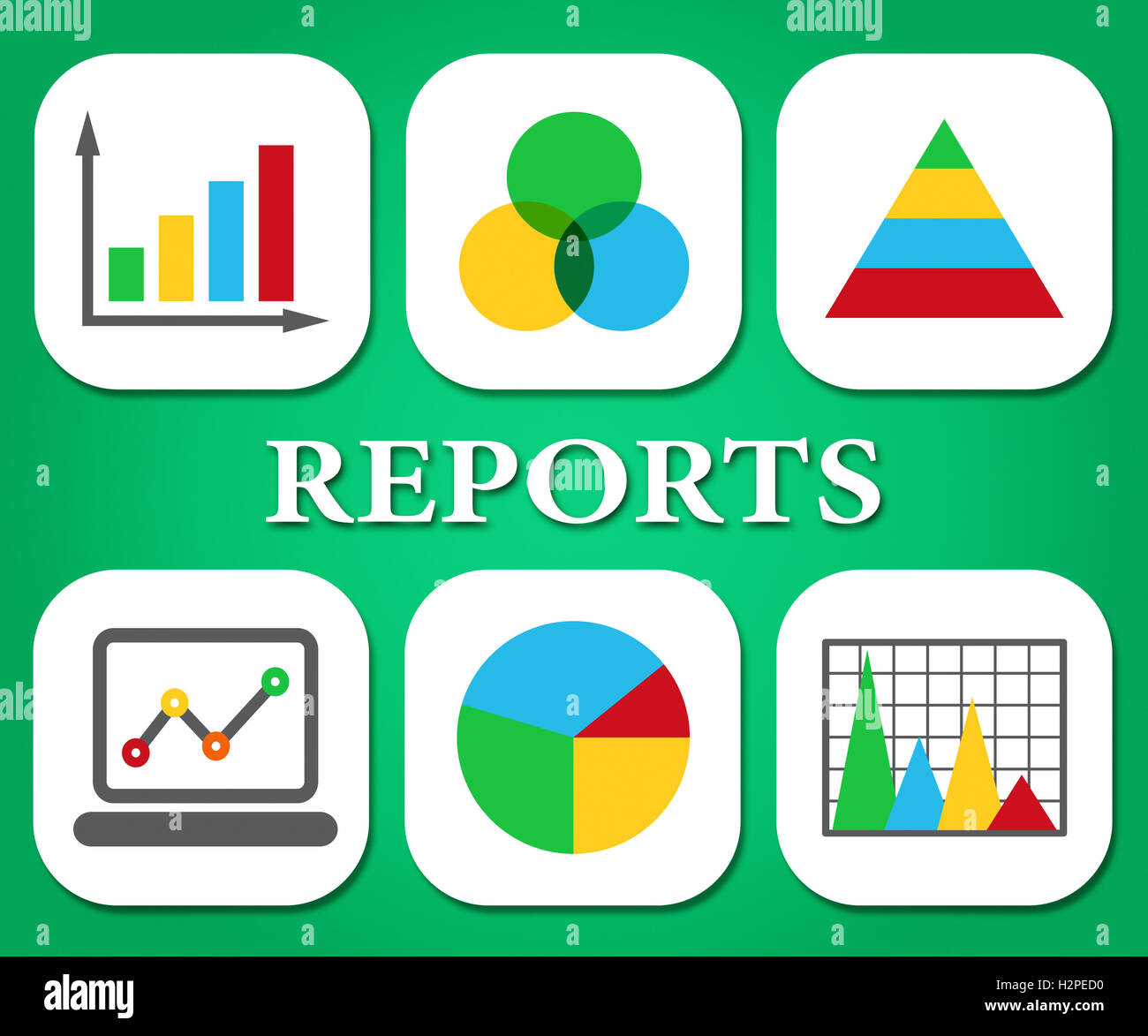 Rapporti grafici che rappresentano il grafico di Business e segnalati Foto Stock