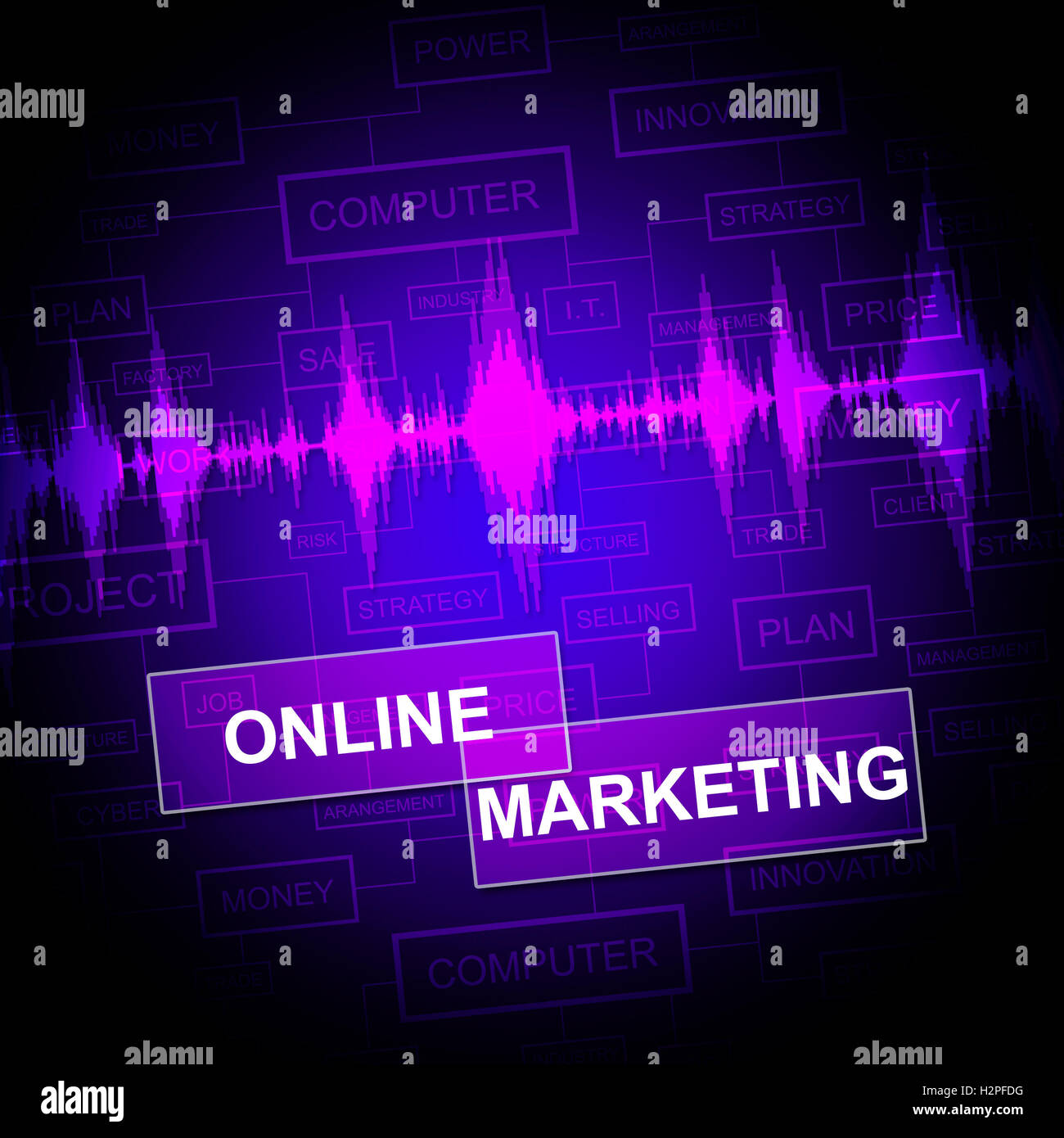 Il Marketing online che mostra l'E-Commerce promozioni e E-Marketing Foto Stock