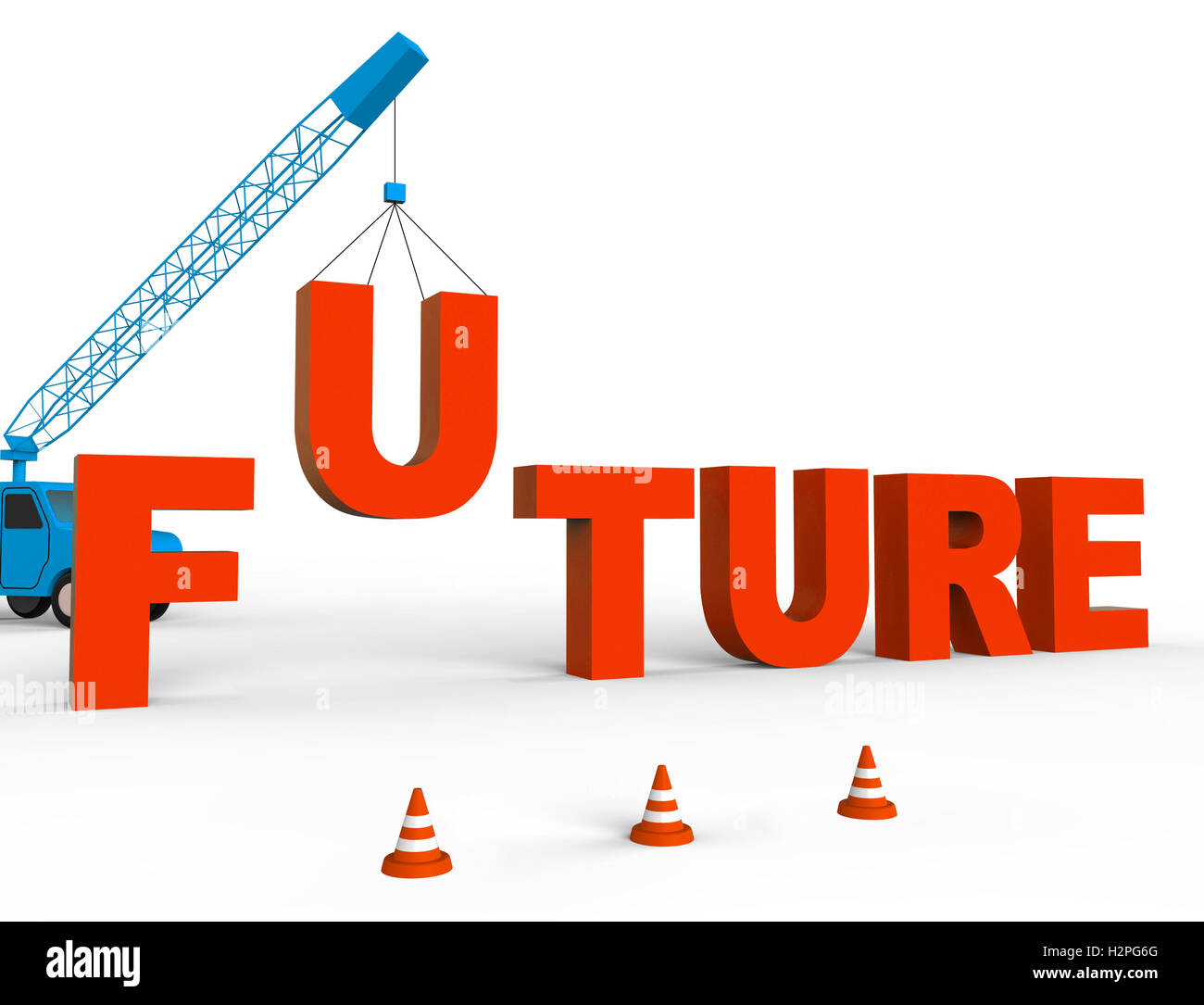 Costruire il futuro destino che rappresentano le previsioni 3D Rendering Foto Stock