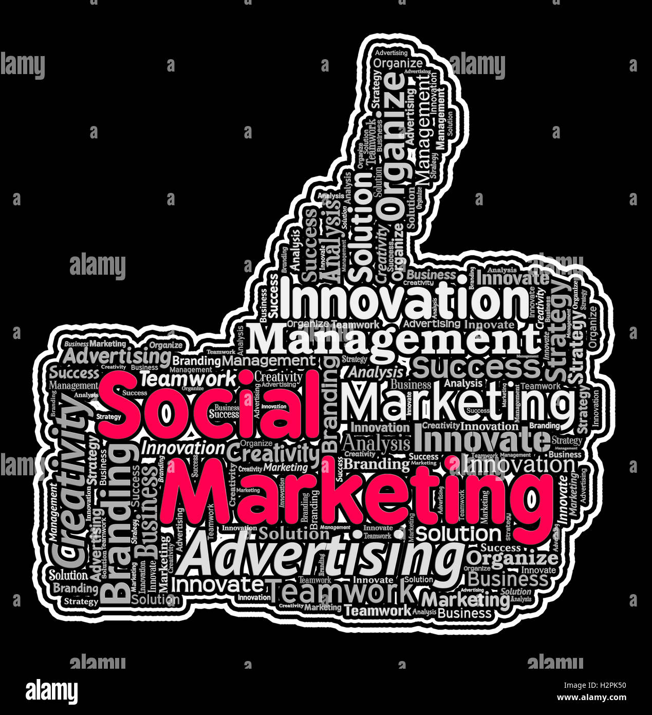 Il marketing sociale, il pollice che rappresentano il mercato sulla rete Internet Foto Stock