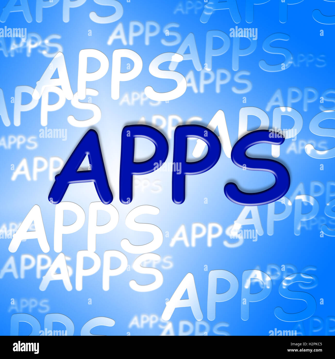 Le app di parole che mostra l'applicazione del programma e il software Foto Stock