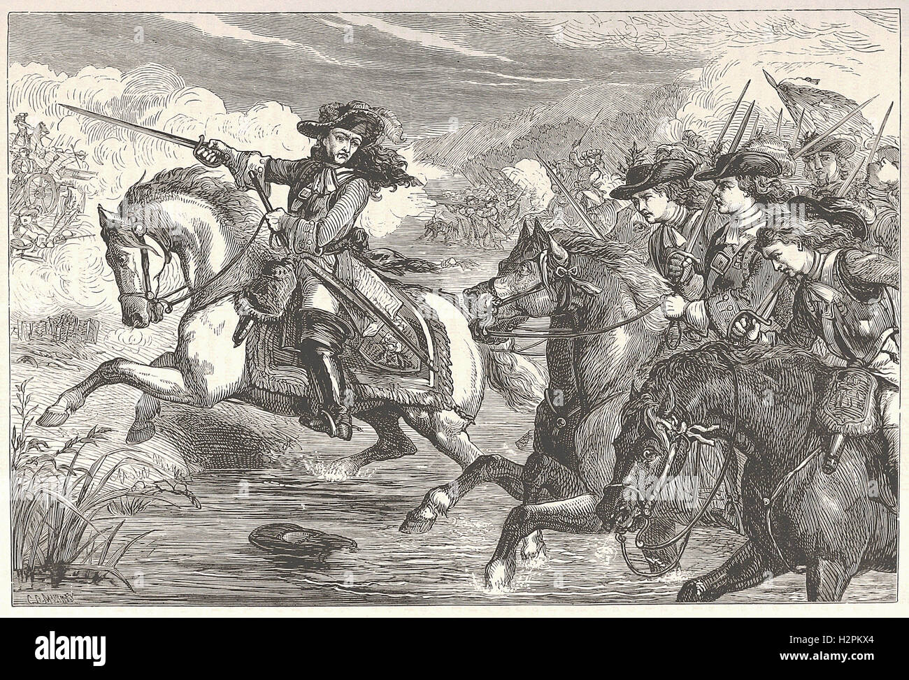 WILLIAM III. Presso il Centro Visitatori della Battaglia del Boyne - da 'Cassell illustrato della storia universale" - 1882 Foto Stock