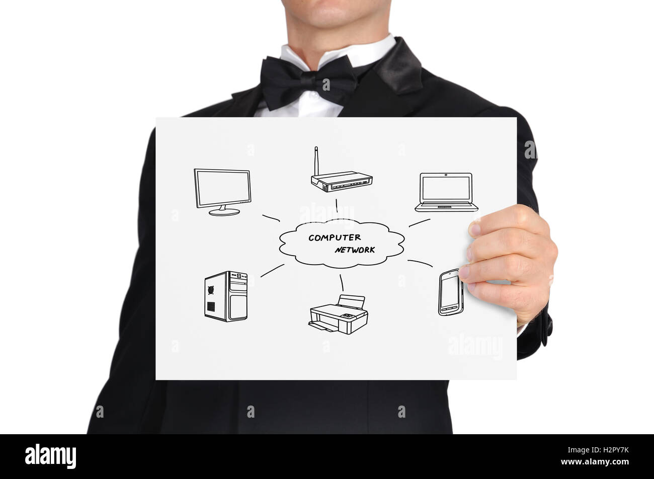 Schema di rete per computer Foto Stock