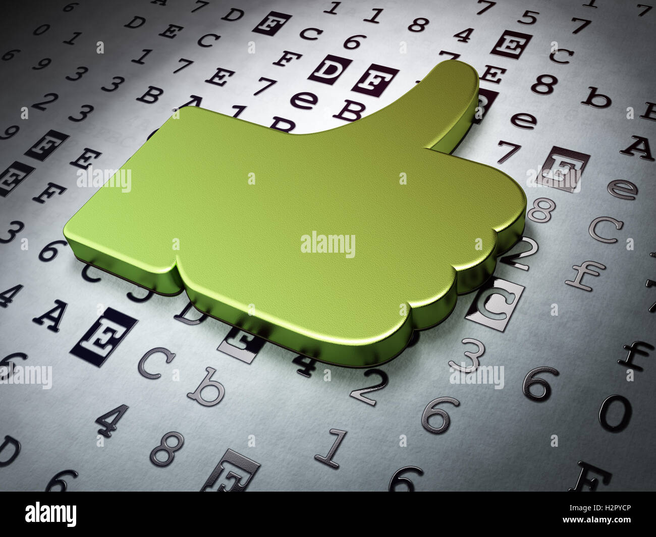 Social media concetto: pollice in alto sullo sfondo Foto Stock