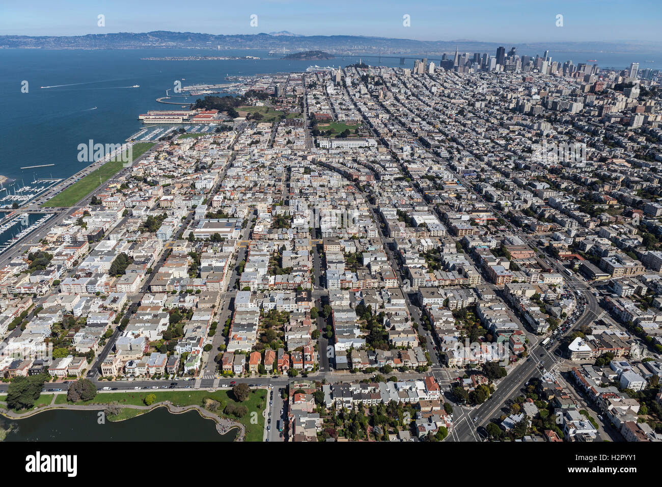 Vista Aerea della Marina District a San Francisco, California. Foto Stock