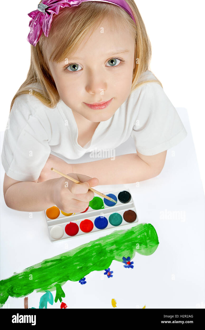 Ragazza dipingere un quadro Foto Stock