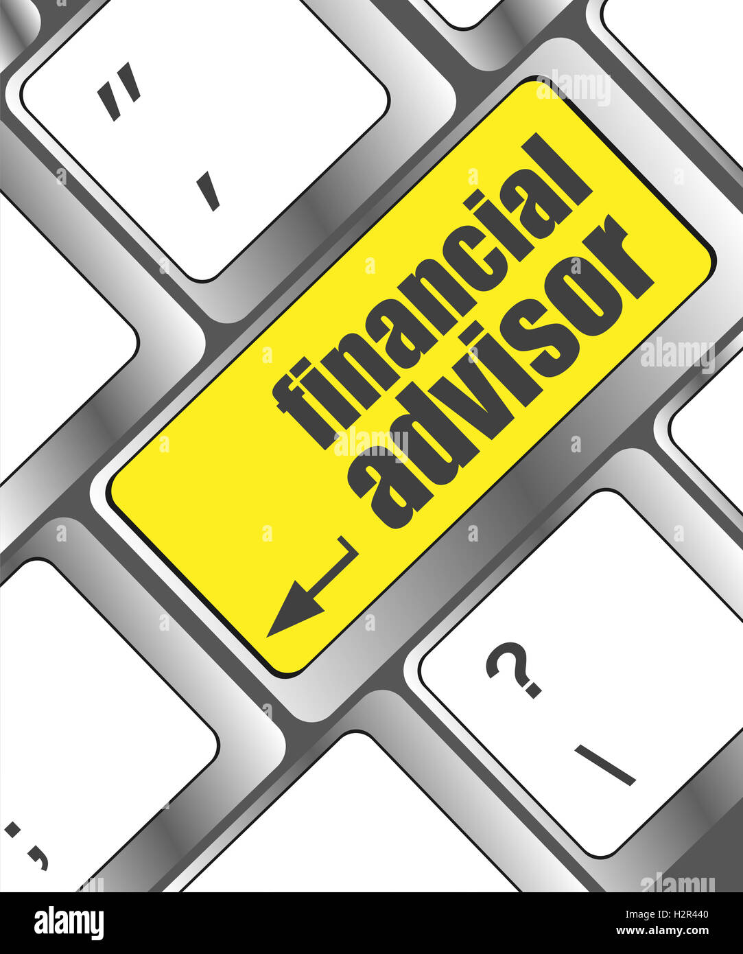 Tasto della tastiera con il consulente finanziario pulsante, la concezione di business Foto Stock