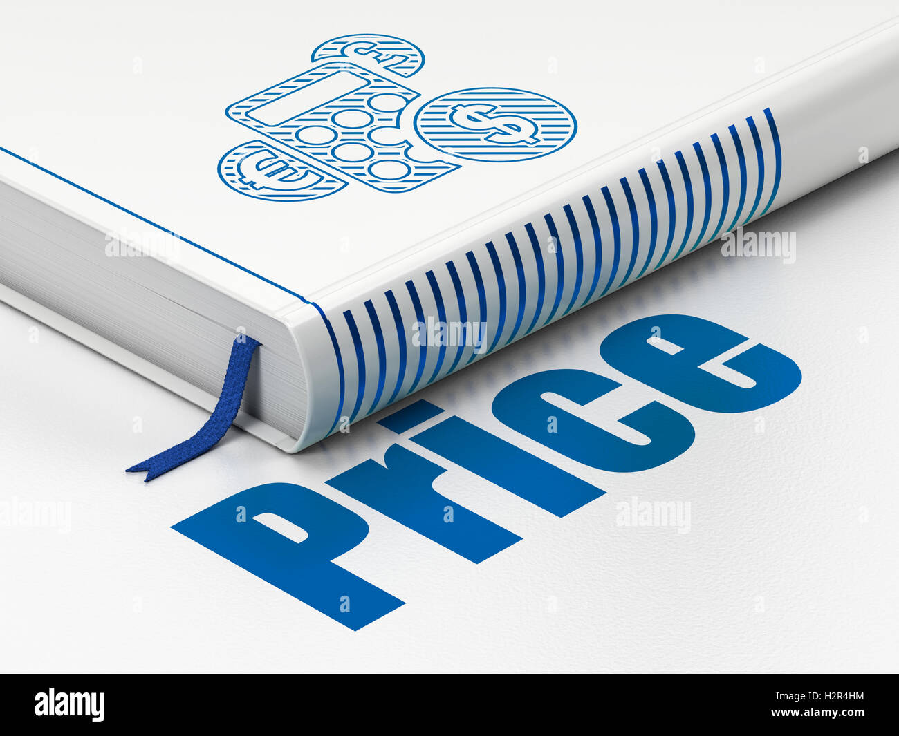 Concetto di commercializzazione: prenota calcolatrice, Prezzo su sfondo bianco Foto Stock