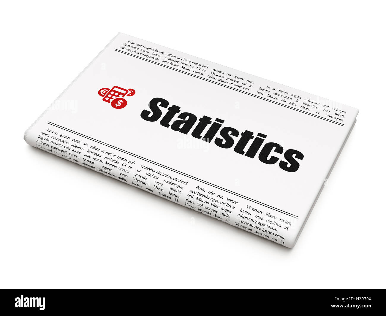 Concetto di finanza: giornale con statistiche e calcolatrice Foto Stock