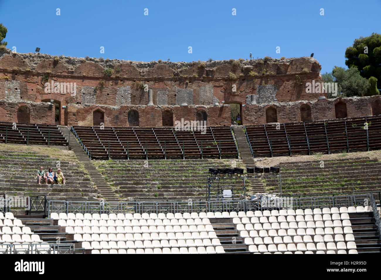 L'antico Teatro Greco di Taormina sull isola di Sicilia italiano Foto Stock