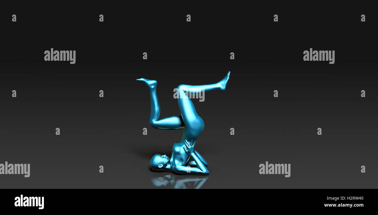 Classe di Yoga, la spalla di stand di base atteggiamento posa Foto Stock