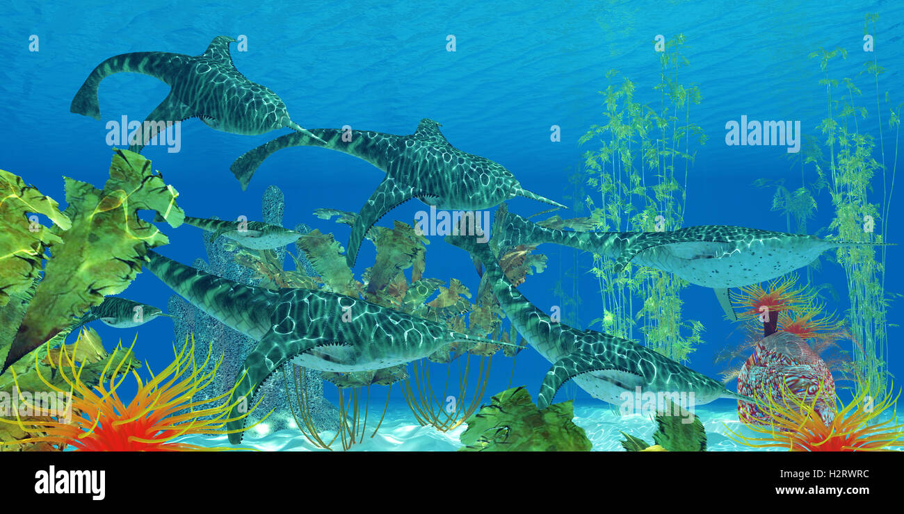 Devoniano pesce Doryaspis Foto Stock