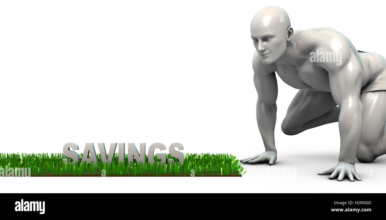 Il concetto di risparmio con l uomo guardando attentamente per verificare Foto Stock