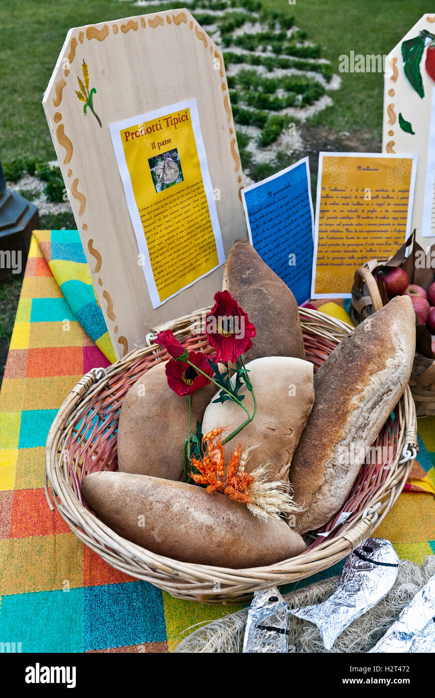 Assortimento di tipico pane italiano in un cestello, Italia, Europa Foto Stock