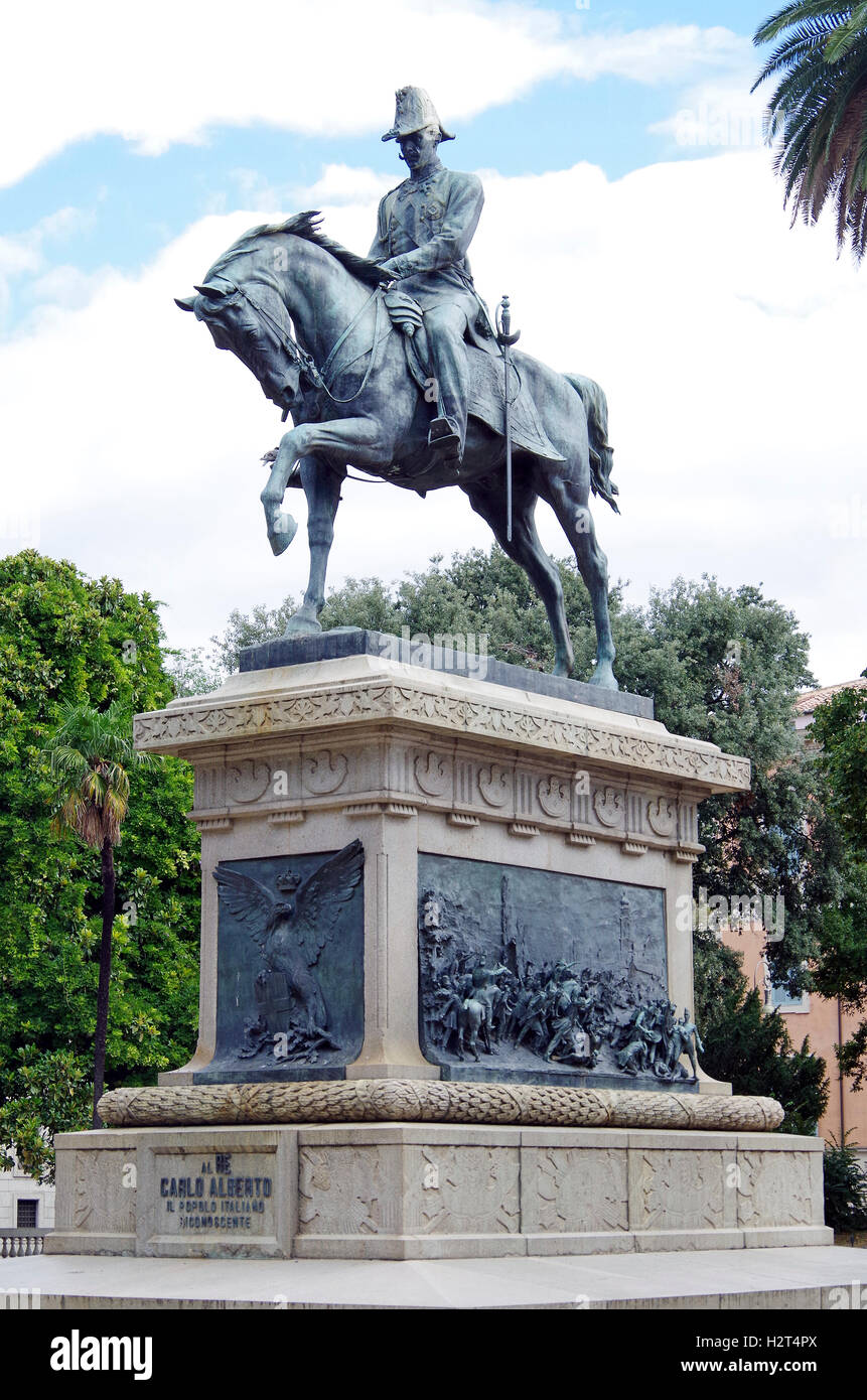 Roma, Italia, statua equestre, il Re Carlo Alberto Foto Stock