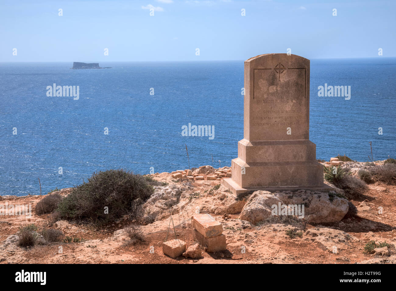 Congreve Memorial, governatore di Malta, Filfla Isola, Malta Foto Stock