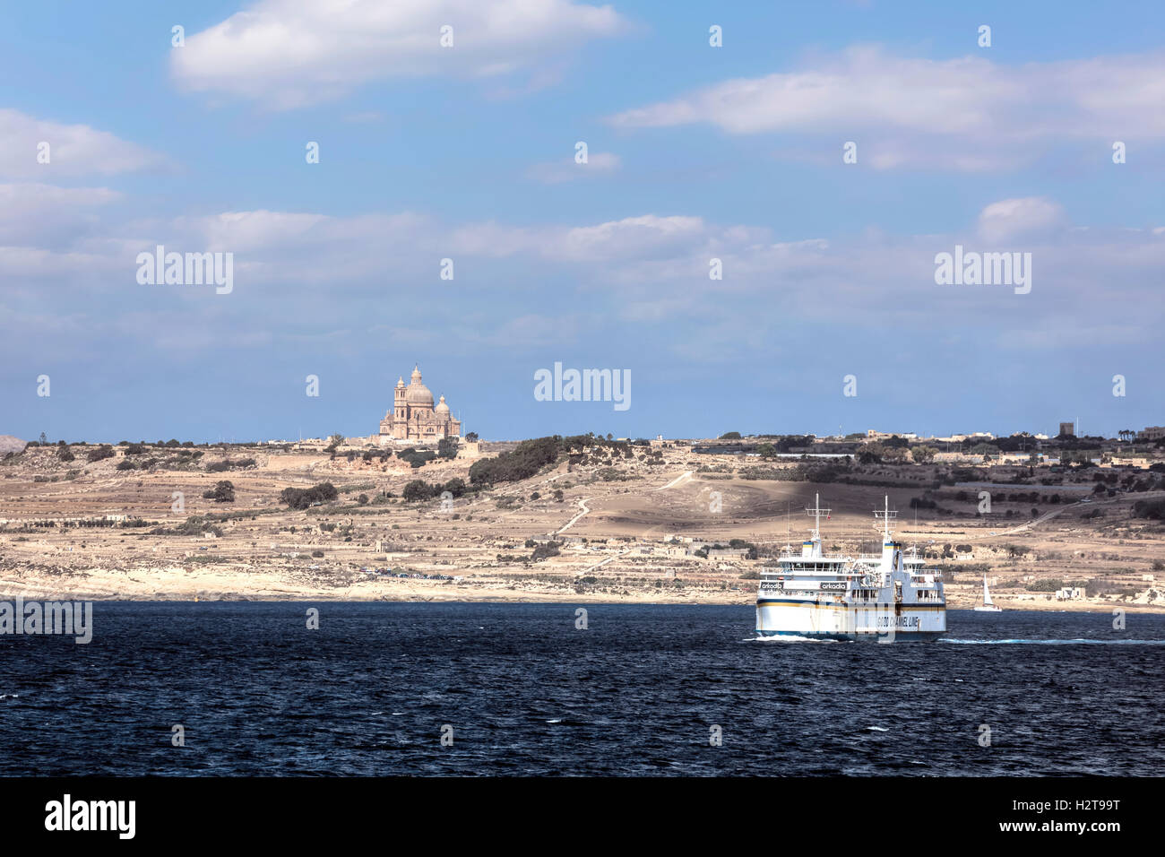 Vista di Gozo con rotonda di Xewkija a Malta Foto Stock