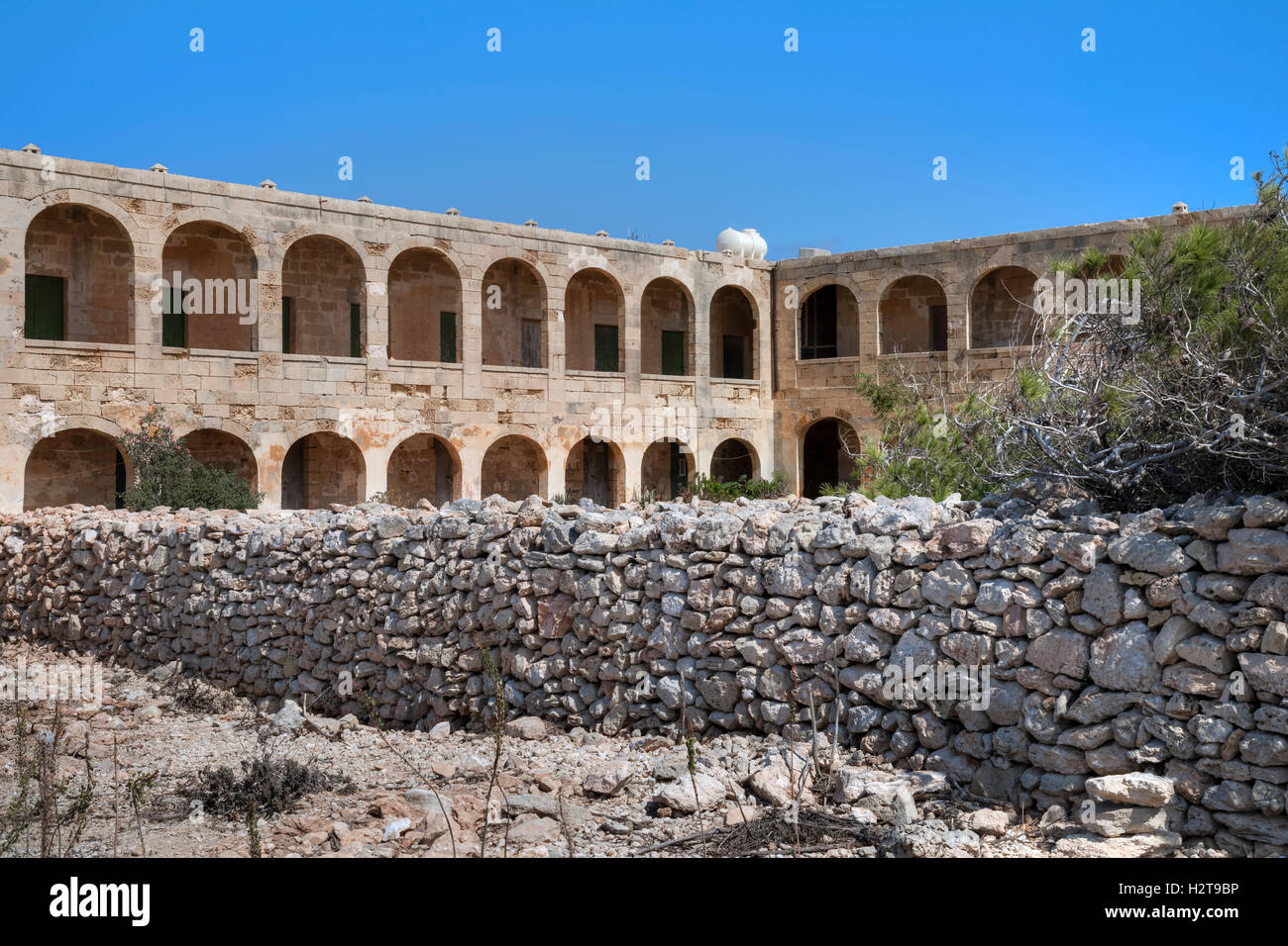 Ospedale abbandonato su Comino e Gozo, Malta Foto Stock