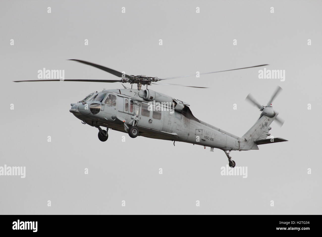 166324,un Sikorsky MH-60S Seahawk (Knighthawk) del Navy US, presso l'Aeroporto di Prestwick durante l'esercizio comune della Warrior 15-2. Foto Stock