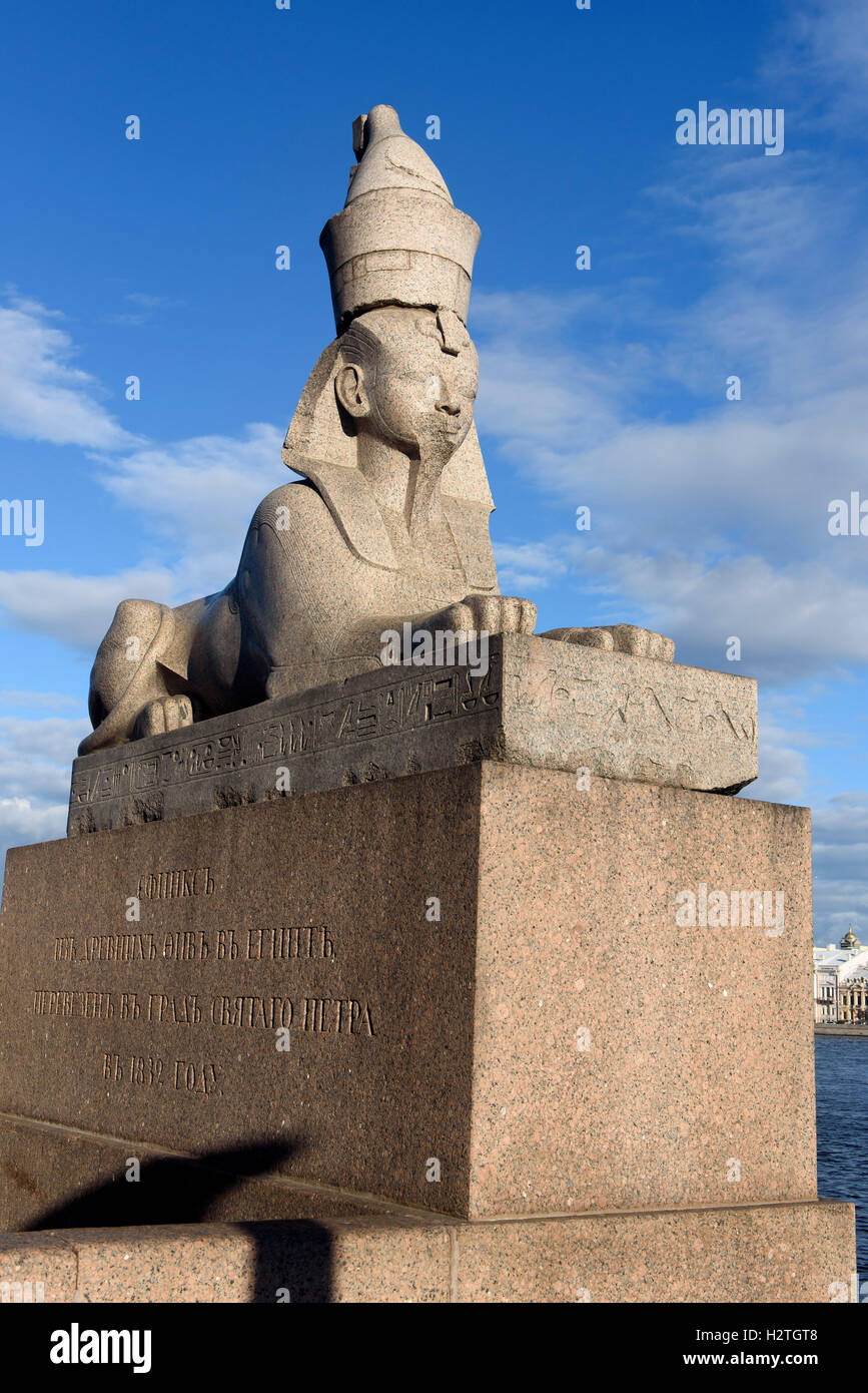 Sphinx-jetty, San Pietroburgo, Russia, UNESCO patrimonio mondiale Foto Stock