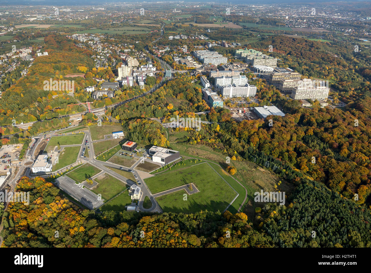 Fotografia aerea, biologia medicina salute park campus, fotografia aerea di Bochum, Bochum, la zona della Ruhr, Renania settentrionale-Vestfalia,Germania Foto Stock