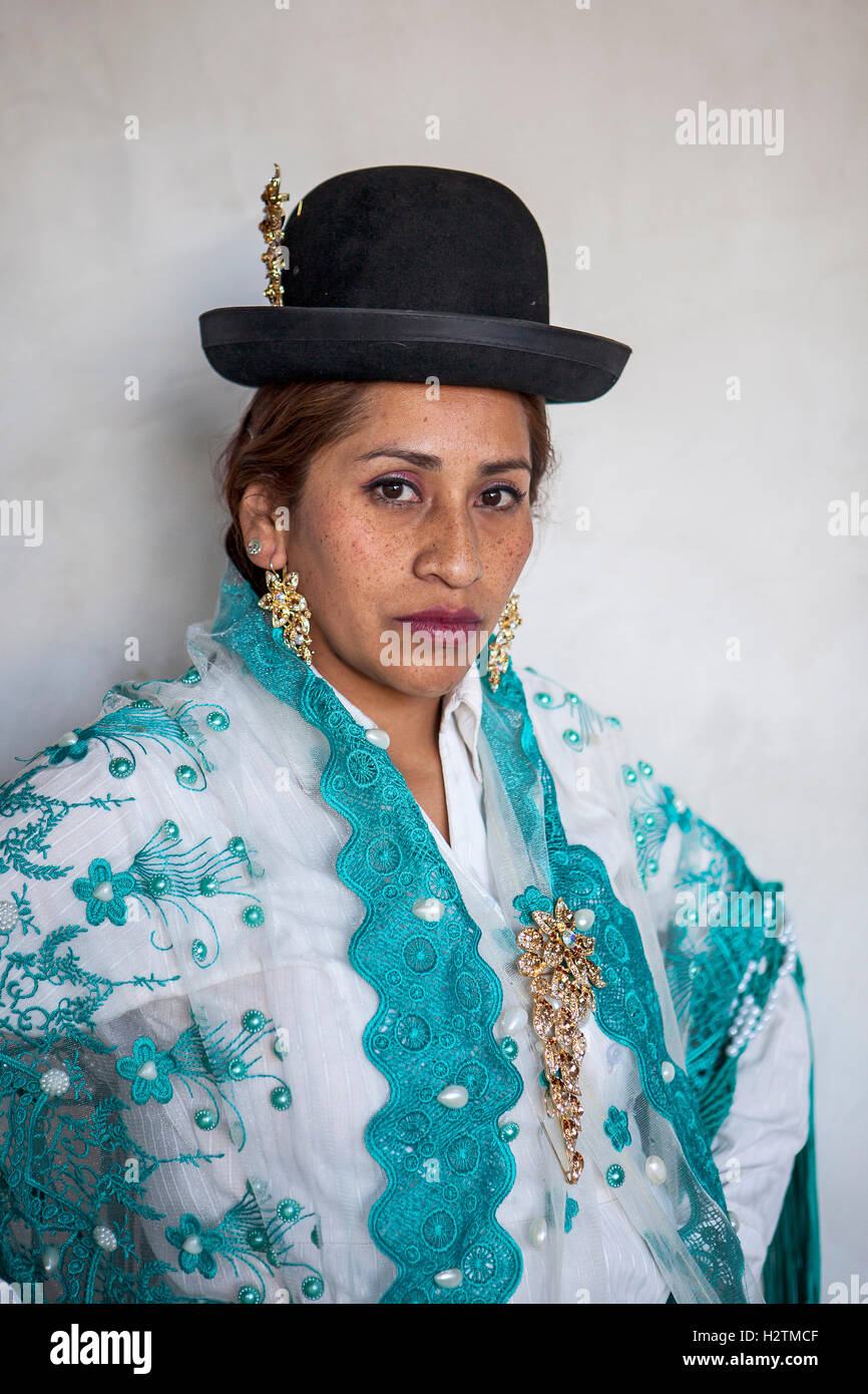 Benita la Intocable, cholita wrestler femmina,El Alto, La Paz, Bolivia Foto Stock