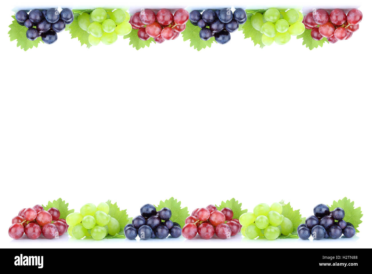 Uve rosso verde blu frutta fresca frutta organica autunno autunno isolato su uno sfondo bianco copyspace spazio copia Foto Stock