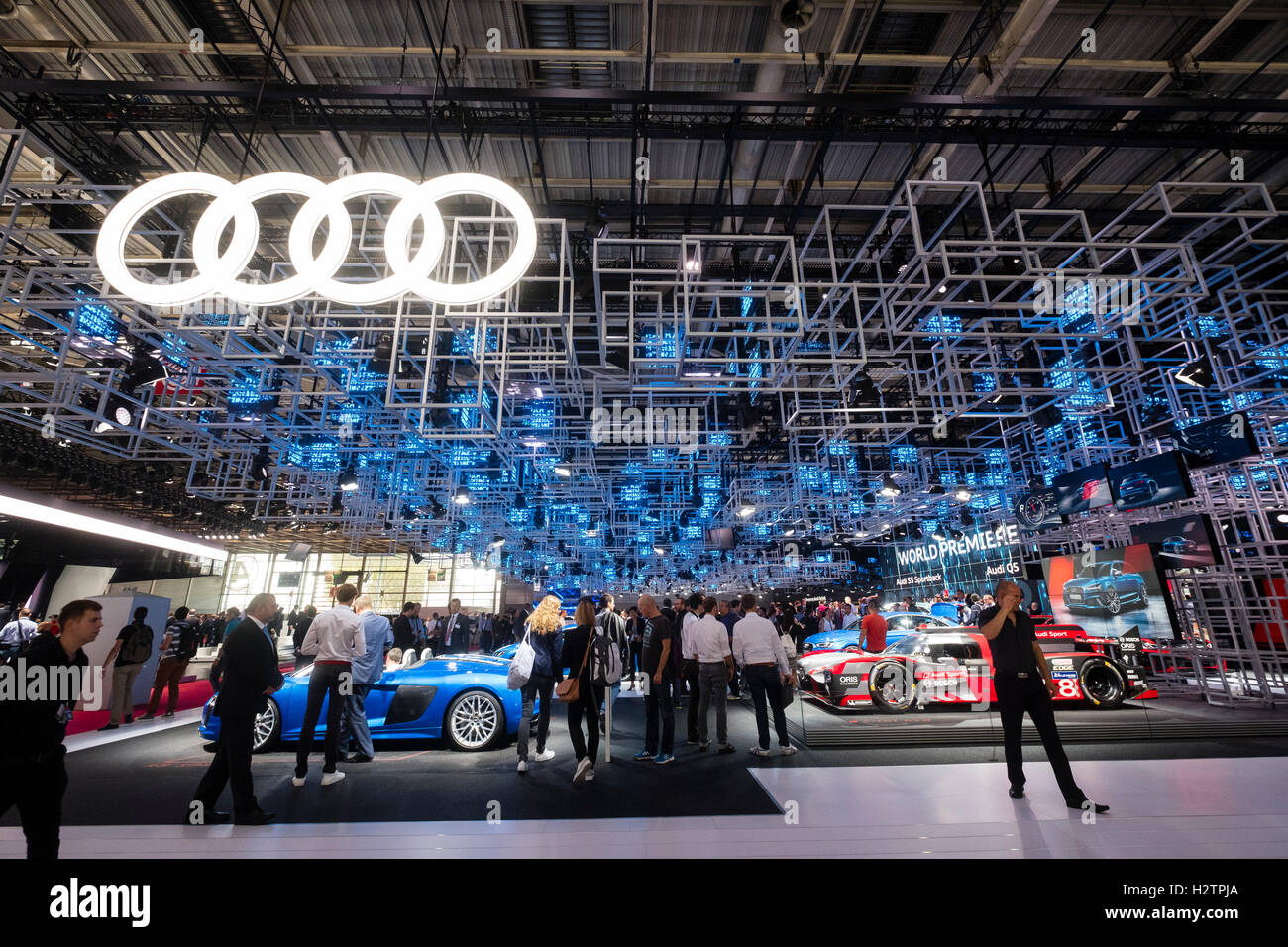 Vista di stand Audi al Motor Show di Parigi 2016 Foto Stock