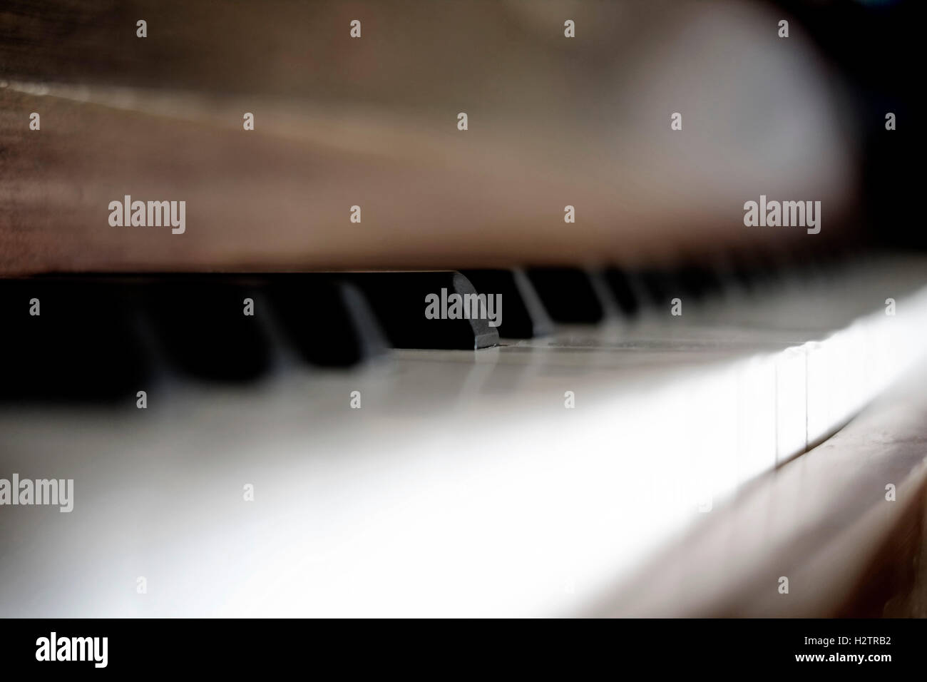Vista interna dei tasti di pianoforte Foto Stock