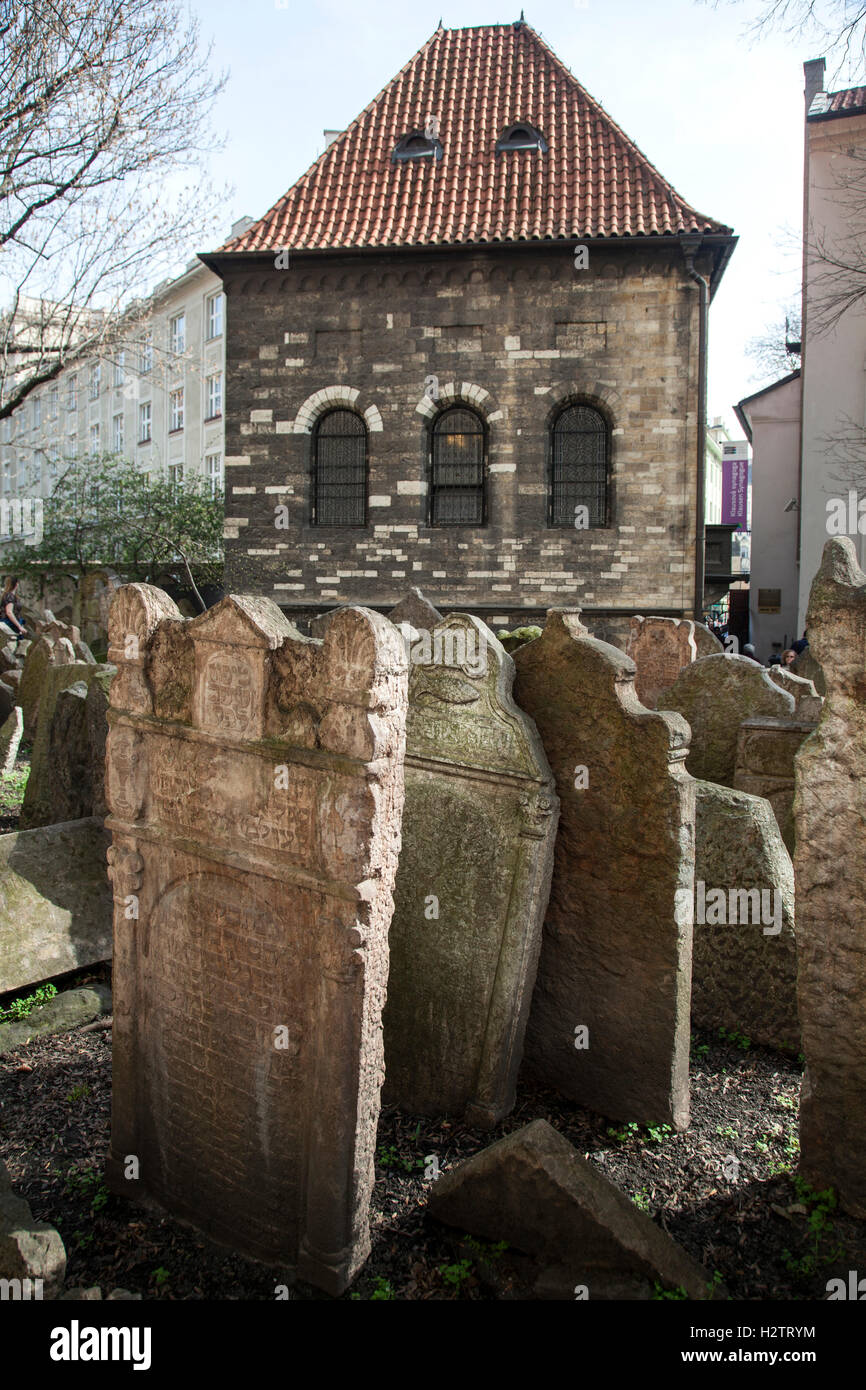 Vecchio Cimitero Ebraico cimitero Praga Foto Stock