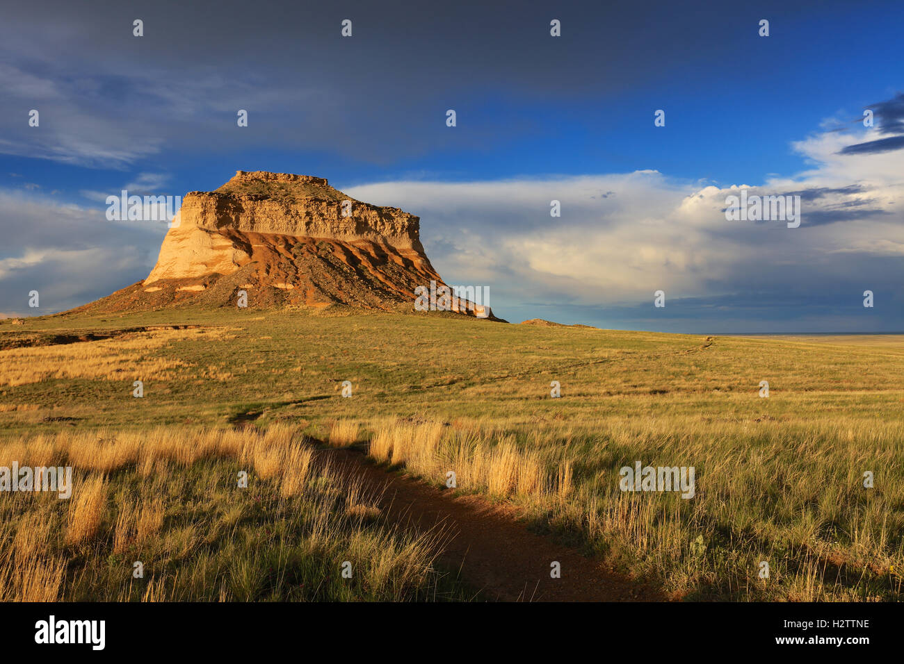 Sentiero escursionistico Pawnee Buttes prateria nazionale Colorado su American Great Plains Foto Stock Sentiero escursionistico Pawnee Buttes prateria nazionale Colorado su American Great Plains Foto Stock