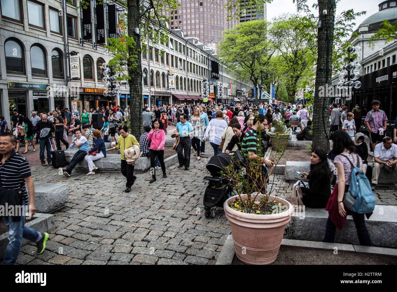 Visitare la gente famosa Quincy Market, Boston Foto Stock