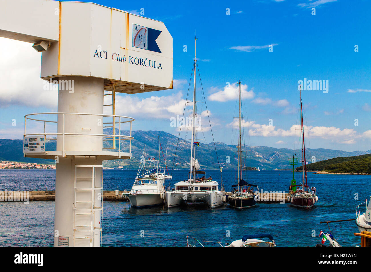 KORCULA CROAZIA - 8 Settembre 2016: dettaglio della Marina a Isola di Korcula, Croazia. Korcula è uno dei più popolari turiste Foto Stock