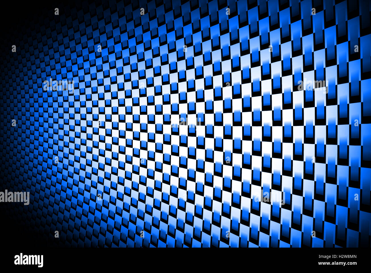 Curva blu in fibra di carbonio sull'ombra nera. Accessori auto. background e texture. Foto Stock