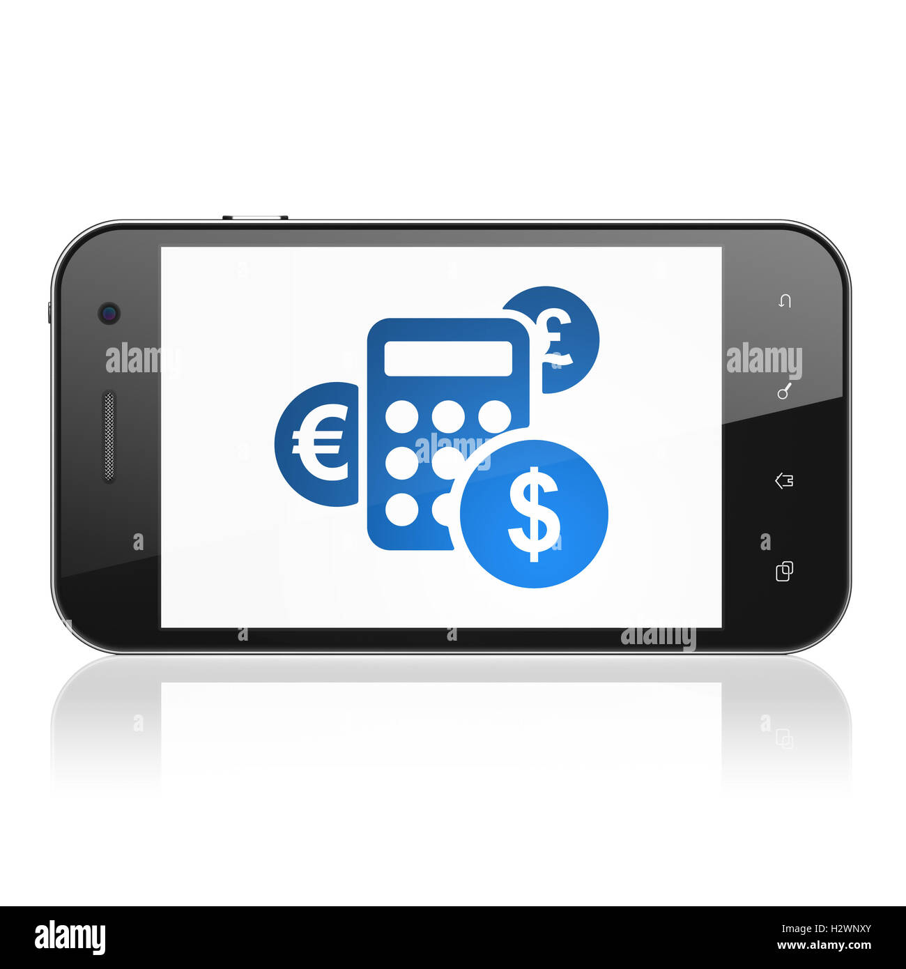 Il concetto di business: calcolatrice sullo smartphone Foto Stock