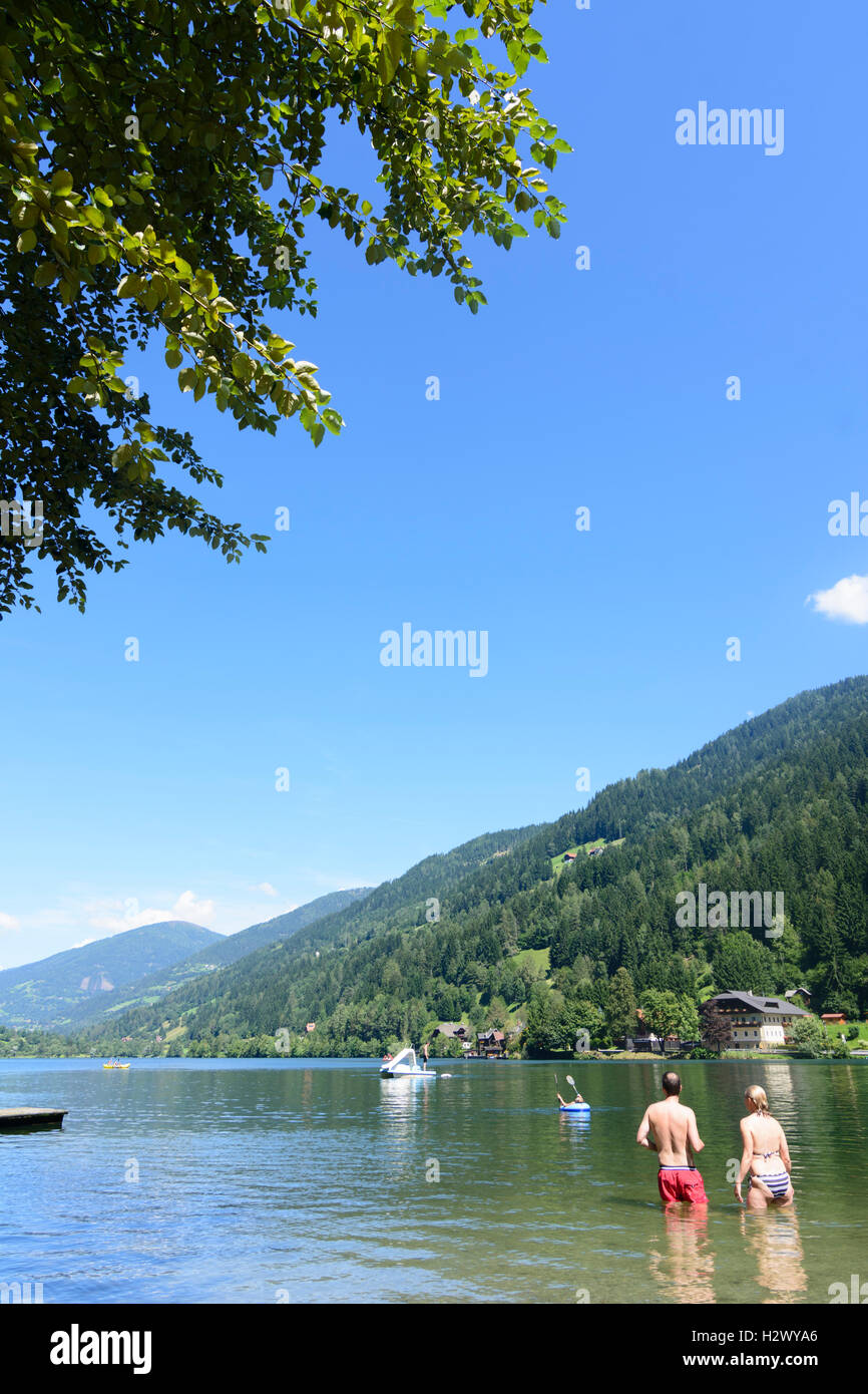 Feld am See: Afritzer vedere (Lago di Afritz), bagnanti, , Kärnten, Carinzia, Austria Foto Stock