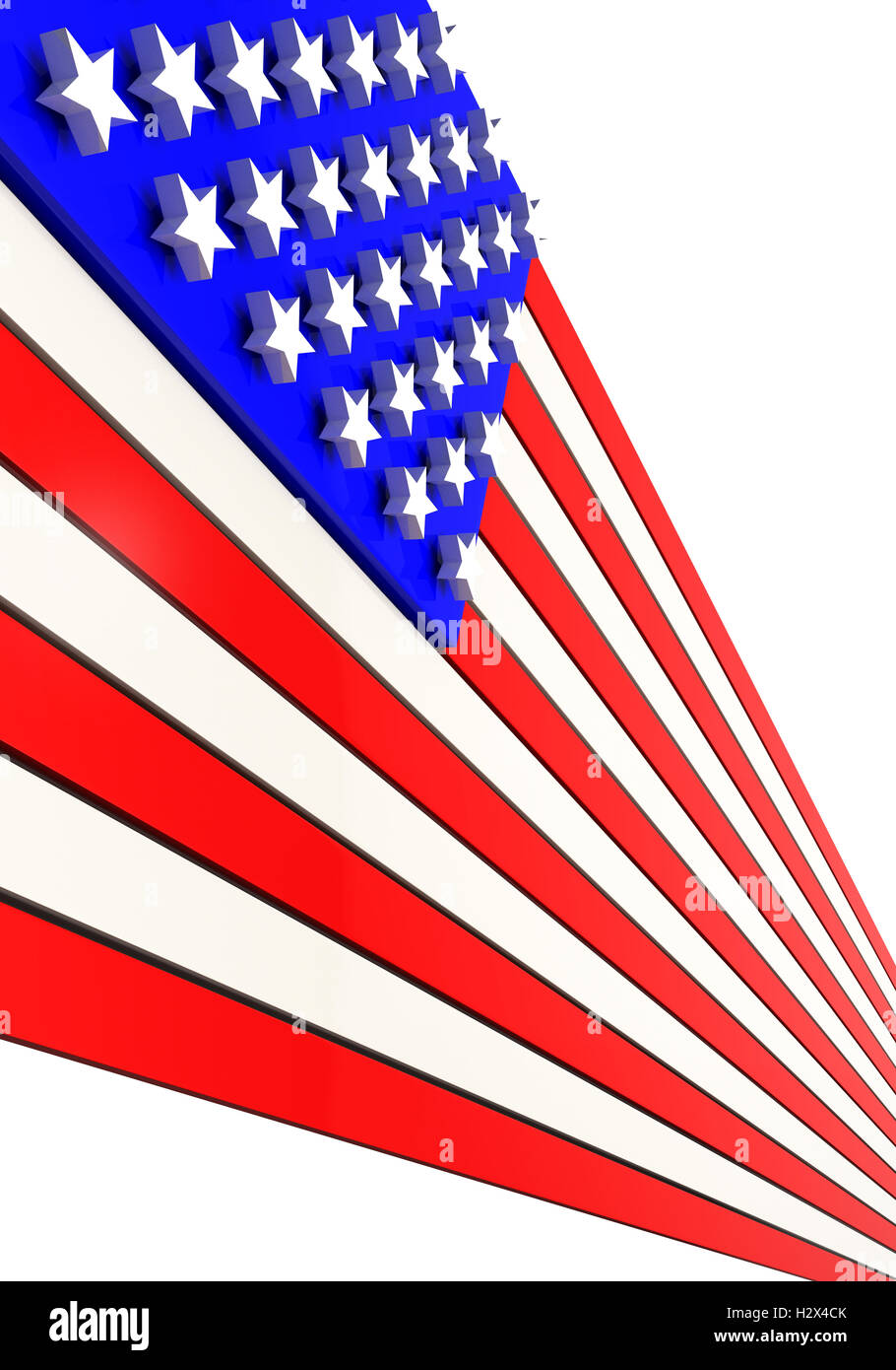 3D Rendering della bandiera americana nella prospettiva di forte Foto Stock