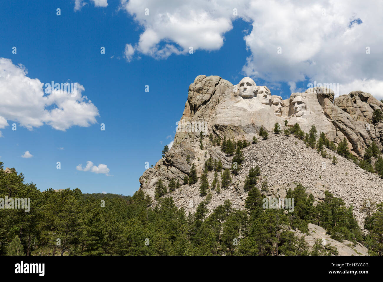 George Washington Thomas Jefferson, Theodore Roosevelt, Abraham Lincoln, Mount Rushmore National Memorial, Black Hills Foto Stock