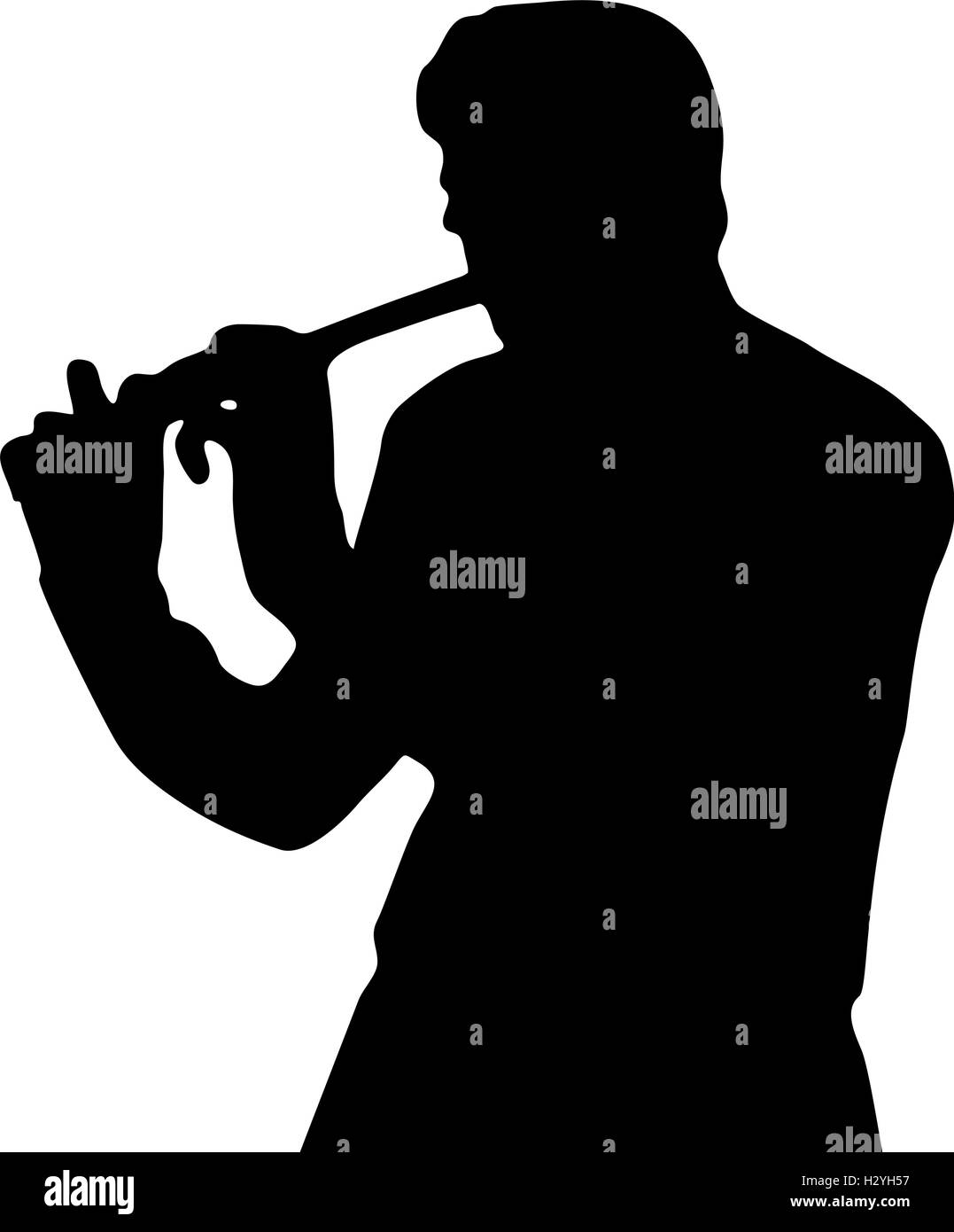 La silhouette gioca un flauto Illustrazione Vettoriale