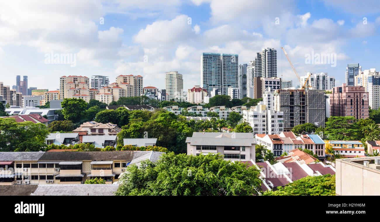 Paesaggio di Singapore dello skyline della città in cerca del sud est, Singapore Foto Stock