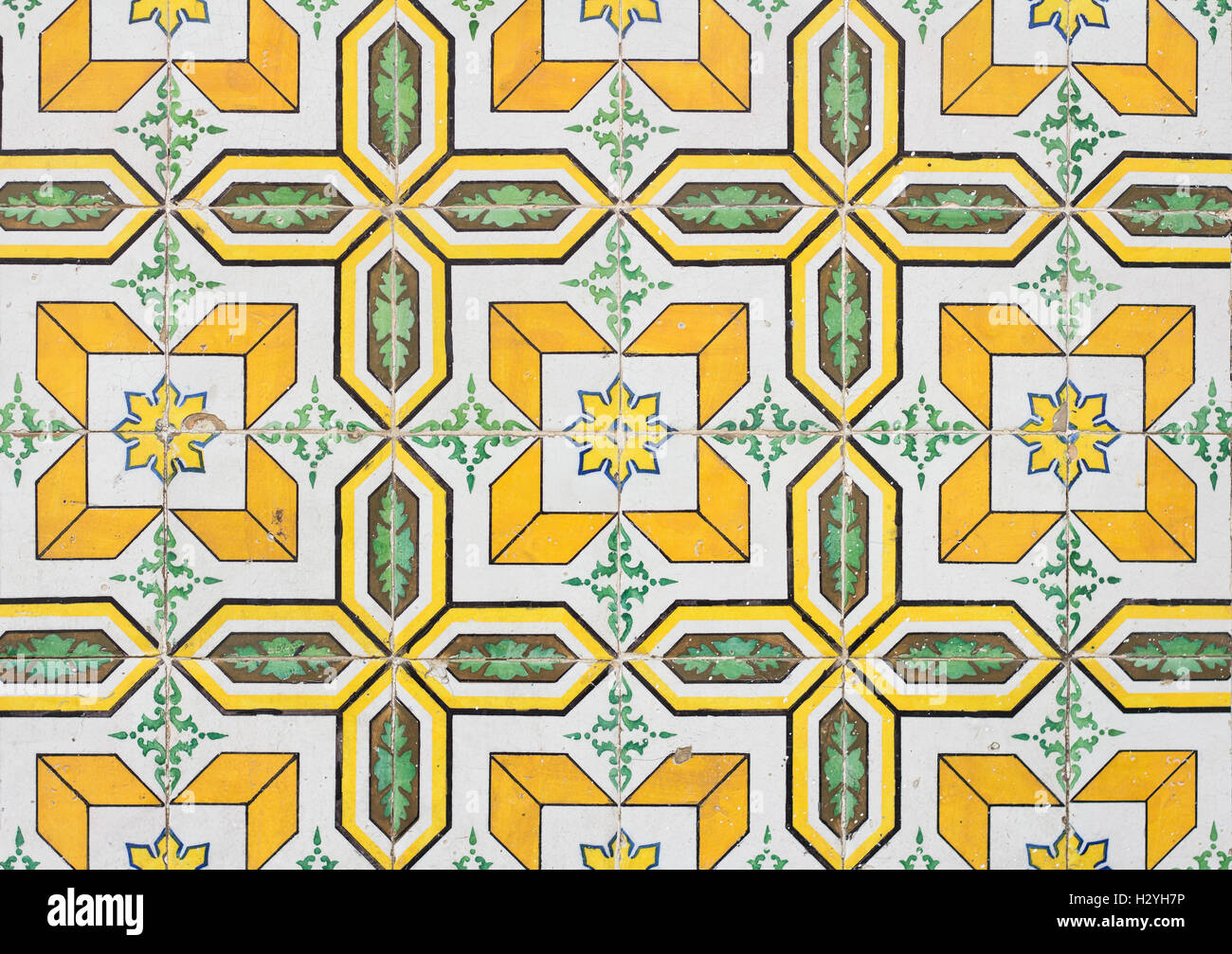 Il giallo del Portogallo piastrelle closeup Foto Stock