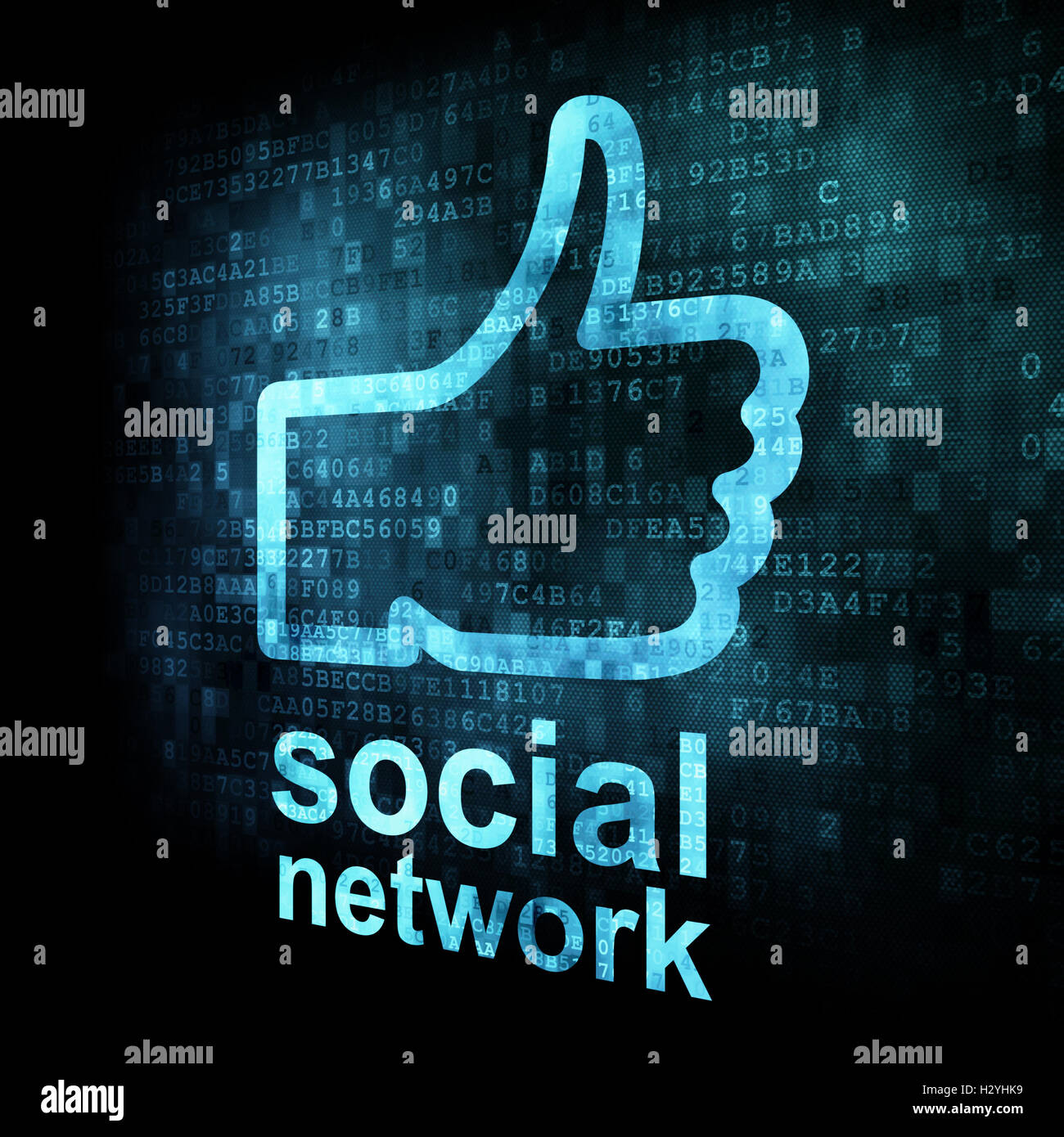 Come + rete sociale su display digitale Foto Stock