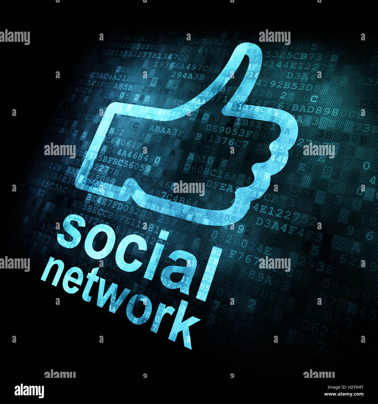 Come + rete sociale su display digitale Foto Stock