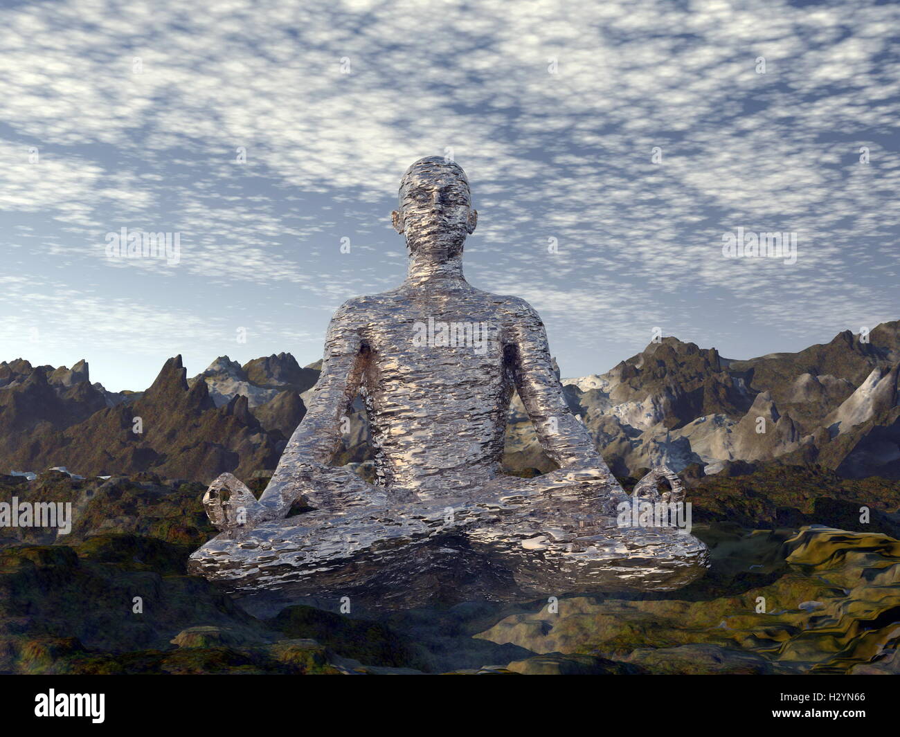La meditazione - 3D render Foto Stock